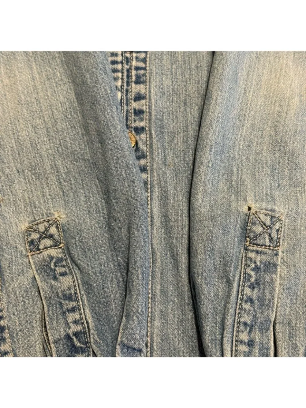 Vintage 90s Levis Denim Shirt Medium M Light Wash Red Tab Long Sleeve Button Up
